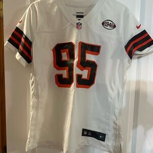 NWOT. Myles Garrett NFL White Browns  Jersey.